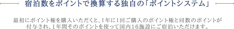宿泊数をポイントで換算する独自の「ポイントシステム」